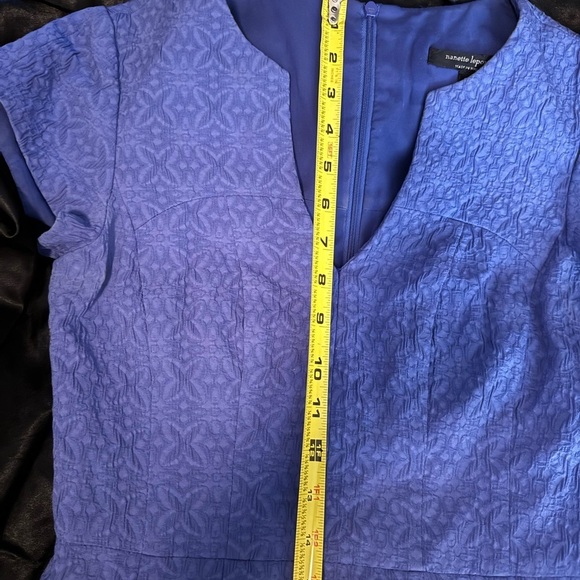 NANETTE LEPORE DRESS FIT &‎ FLARE BACK ZIP SS V NECK TEXTURED BRUNCH OFFICE - Picture 11 of 12